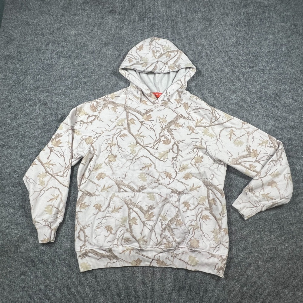 Social Scene Hoodie Womens Small White Oak Camo Fleece Lined Kangaroo Pockets